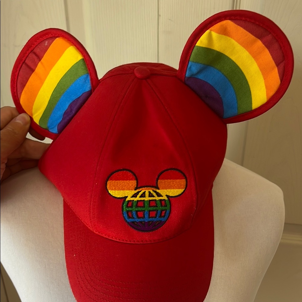 Disney Red Rainbow Mickey Mouse Ears Hat